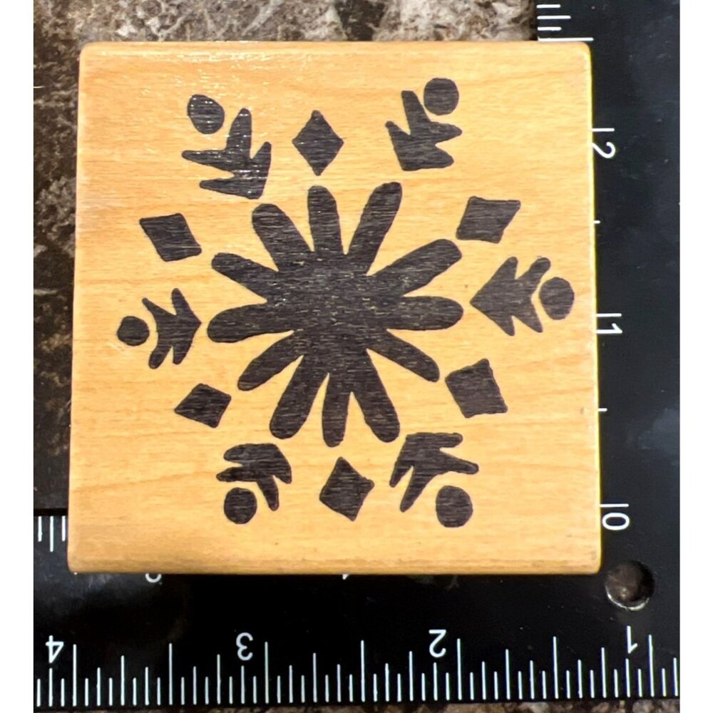 Snowflake Wood Mounted Rubber Stamp by Hot Potatoes in Nashville TN